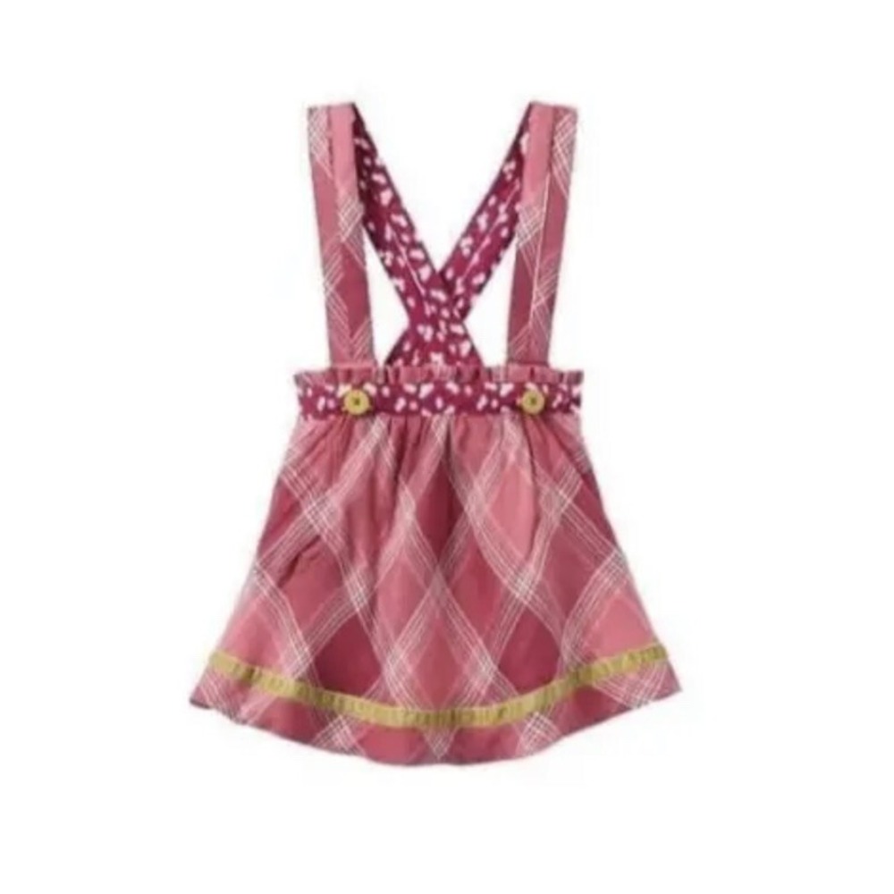 Matilda Jane‎ Girls You & Me Brushed Flannel Overall Plaid Skirt 12 New